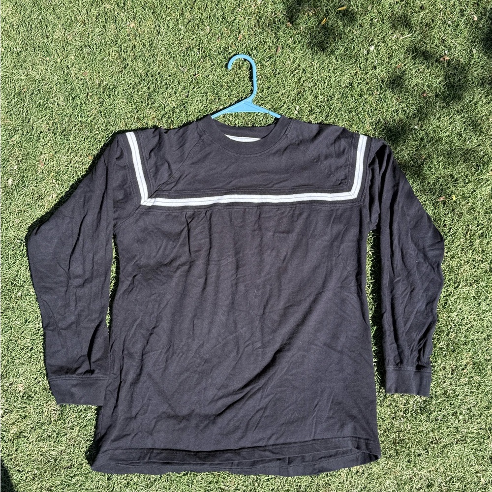 Black Long Sleeve Shirt with White Stripes